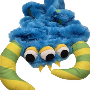 Sweet Cheeks Blue Plush Blue Green Monster Horned Hooded Dog Costume Size Large